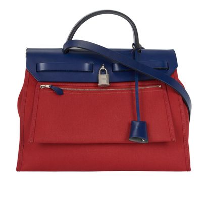 Hermès Herbag Zip 31, &pound;2,100, Handbags, Blue/Red, Canvas, Front view